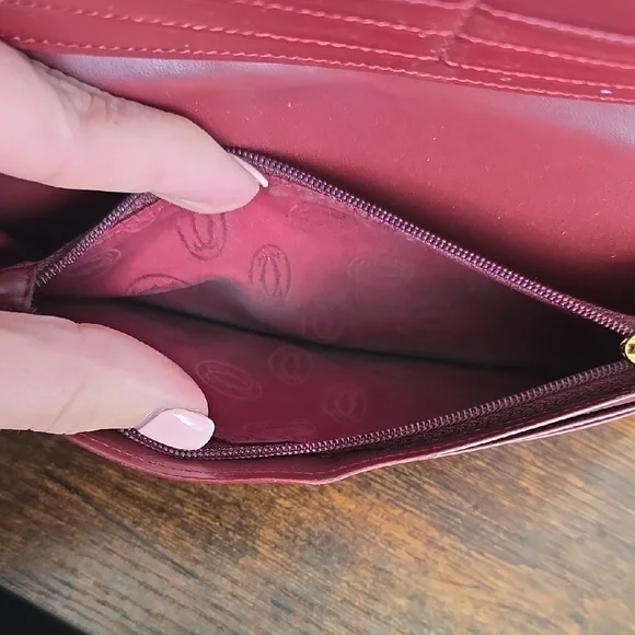 Cartier Maroon Leather Card Holder with Gold Logo - Picture 10 of 12